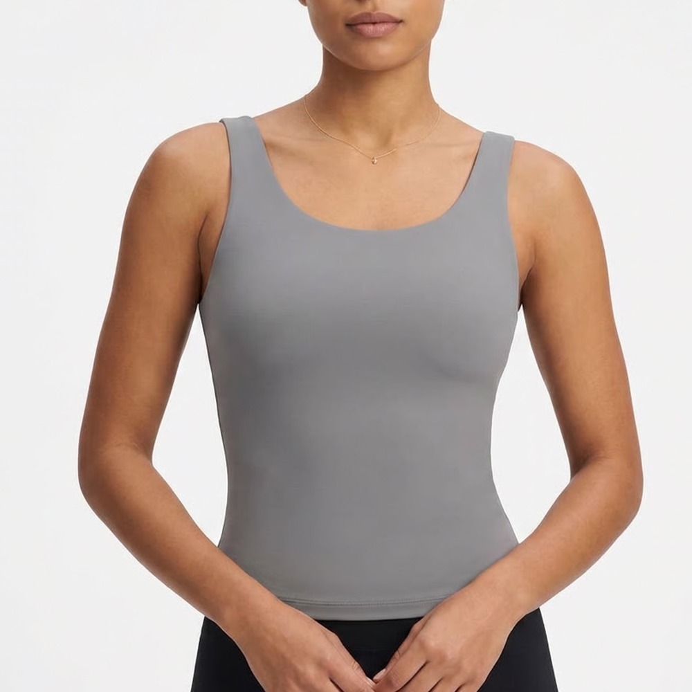 Lavento Cropped Tank Top Womens 6 Gray Stretch V Back Gym Workout Athleisure